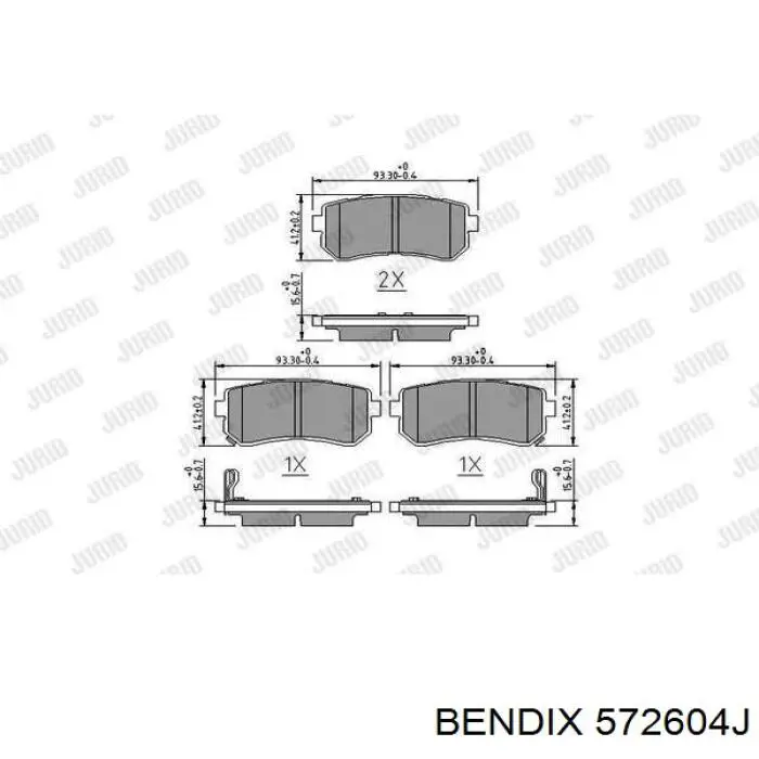 Колодки гальмові задні, дискові 572604J Jurid/Bendix