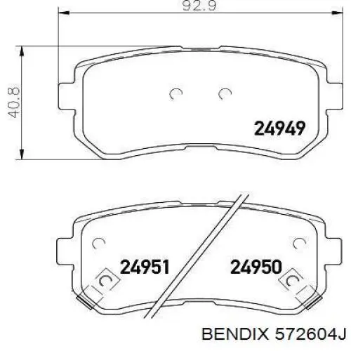 Задні гальмівні колодки Jurid/Bendix 572604J ціна, від 19.54 USD