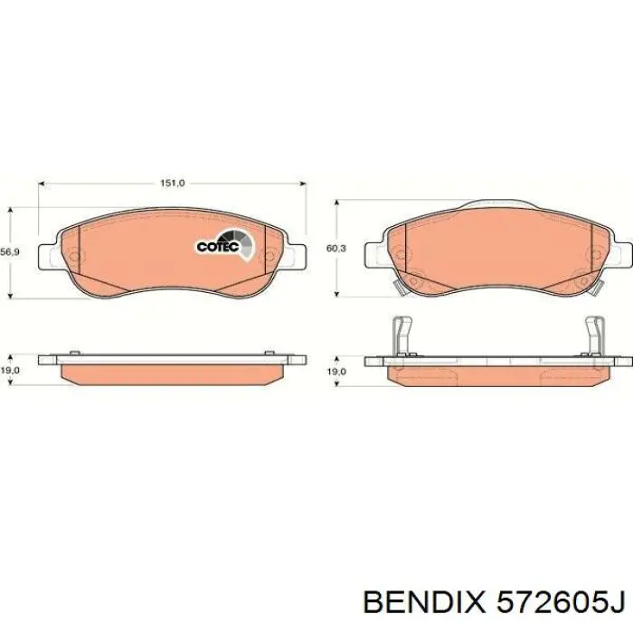 Купити 572605J Jurid/Bendix Колодки гальмівні передні, дискові