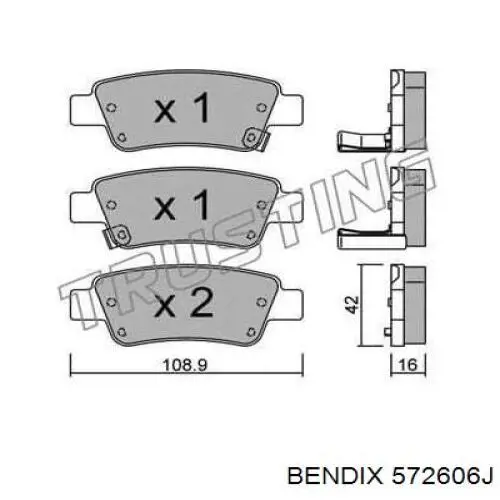Задні гальмівні колодки Jurid/Bendix 572606J ціна, від 24.56 USD