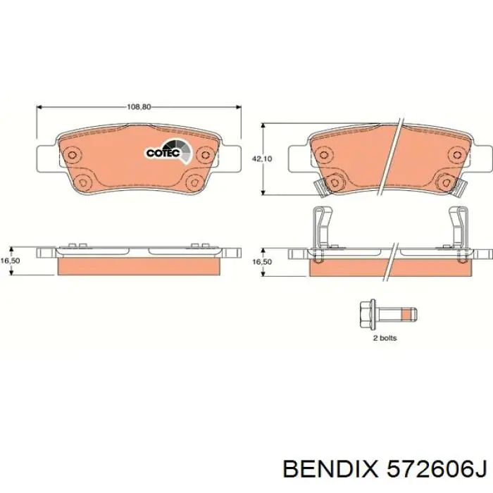 Задні гальмівні колодки 572606J Jurid/Bendix