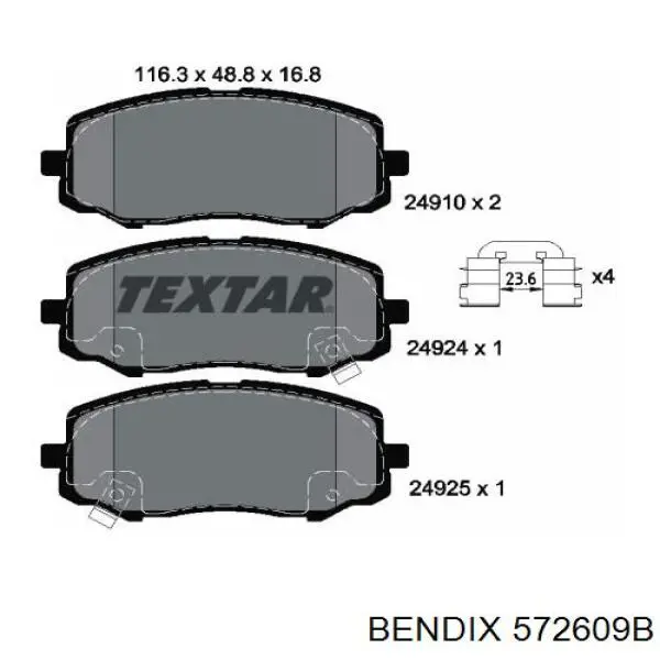 572609B Jurid/Bendix Передні гальмівні колодки