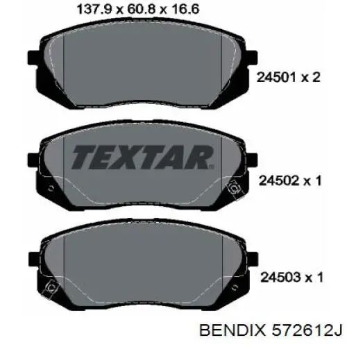 Купити 572612J Jurid/Bendix Колодки гальмівні передні, дискові