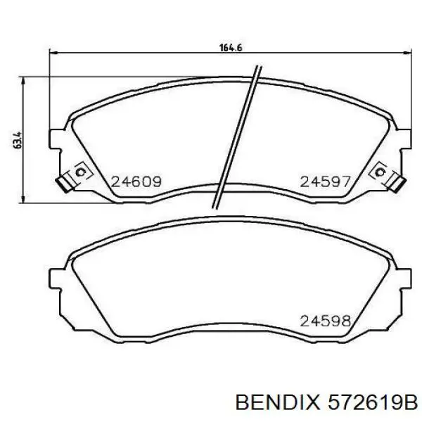 572619B Jurid/Bendix колодки гальмівні передні, дискові