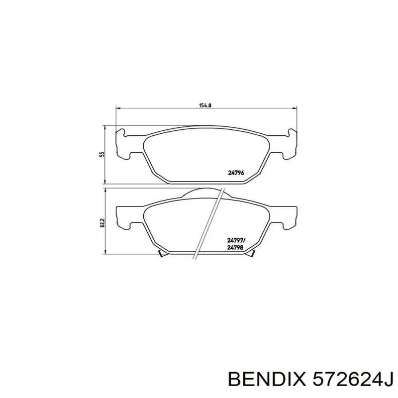572624J Jurid/Bendix Передні гальмівні колодки
