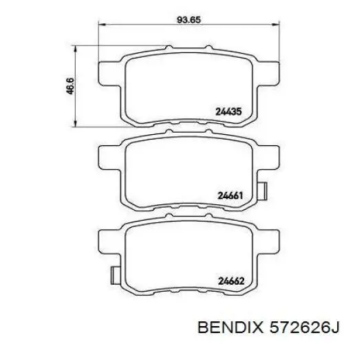 Задні дискові колодки Jurid/Bendix 572626J