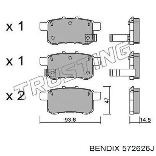 Купити 572626J Jurid/Bendix Задні колодки