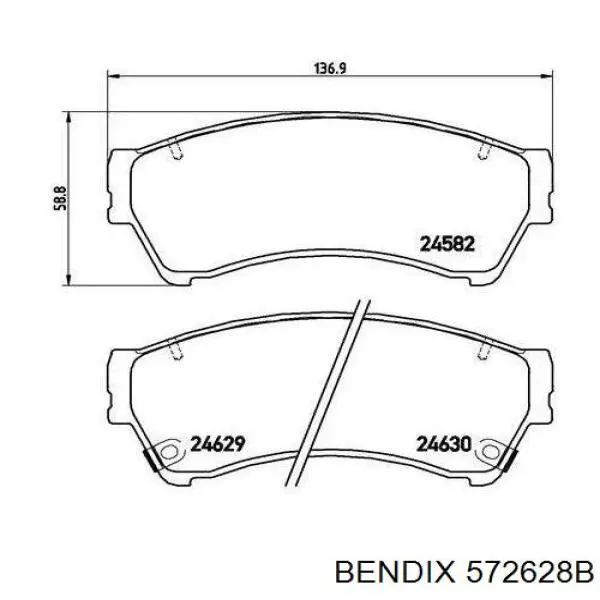 Гальмівні колодки Jurid/Bendix 572628B ціна, від 22.72 USD