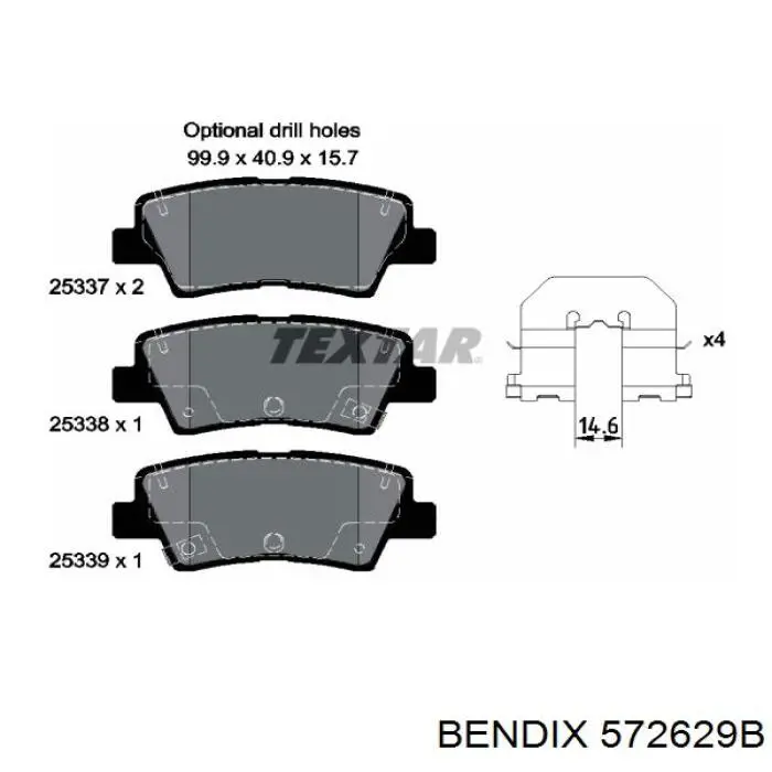 572629B Jurid/Bendix колодки гальмові задні, дискові