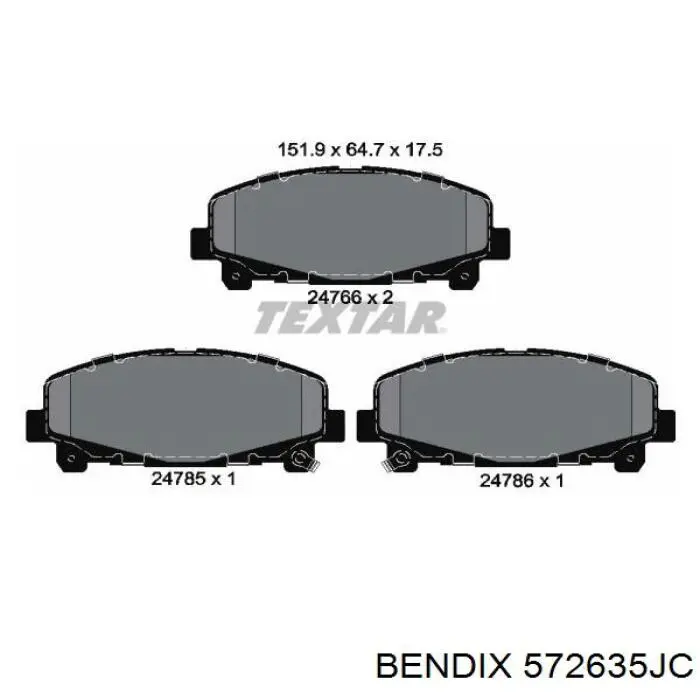 572635JC Jurid/Bendix колодки гальмівні передні, дискові