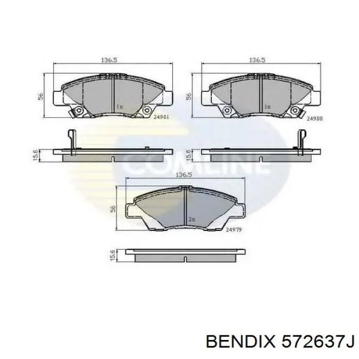 Гальмівні колодки Jurid/Bendix 572637J ціна, від 30.42 USD