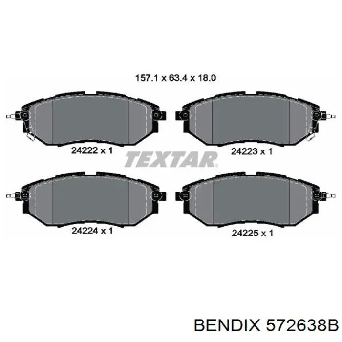 572638B Jurid/Bendix колодки гальмівні передні, дискові