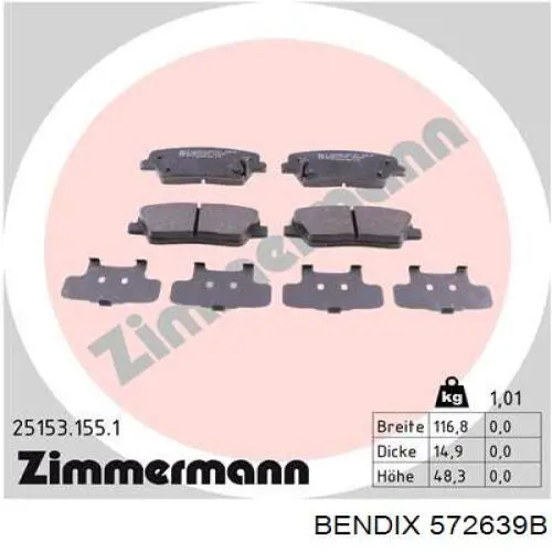 572639B Jurid/Bendix Колодки гальмівні задні, дискові