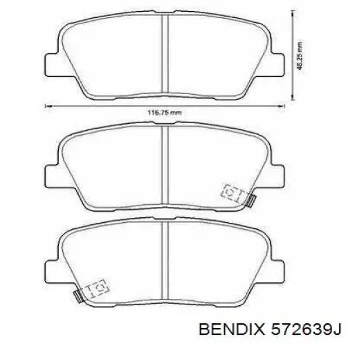 Колодки гальмові задні, дискові 572639J Jurid/Bendix