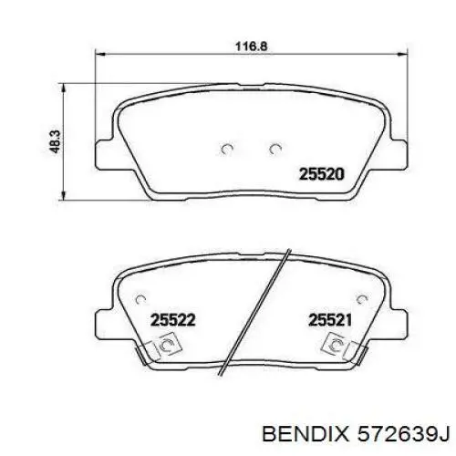 Задні гальмівні колодки 572639J Jurid/Bendix