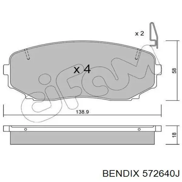 Колодки гальмівні передні, дискові 572640J Jurid/Bendix