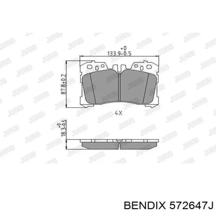 Гальмівні колодки Jurid/Bendix 572647J ціна, від 56.14 USD