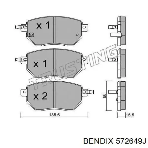 Купити 572649J Jurid/Bendix Колодки гальмівні передні, дискові