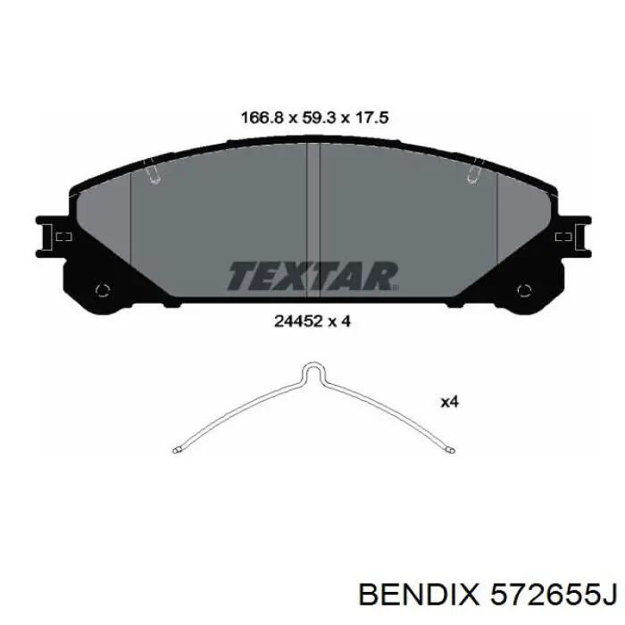 Передні тормозні колодки 572655J Jurid/Bendix