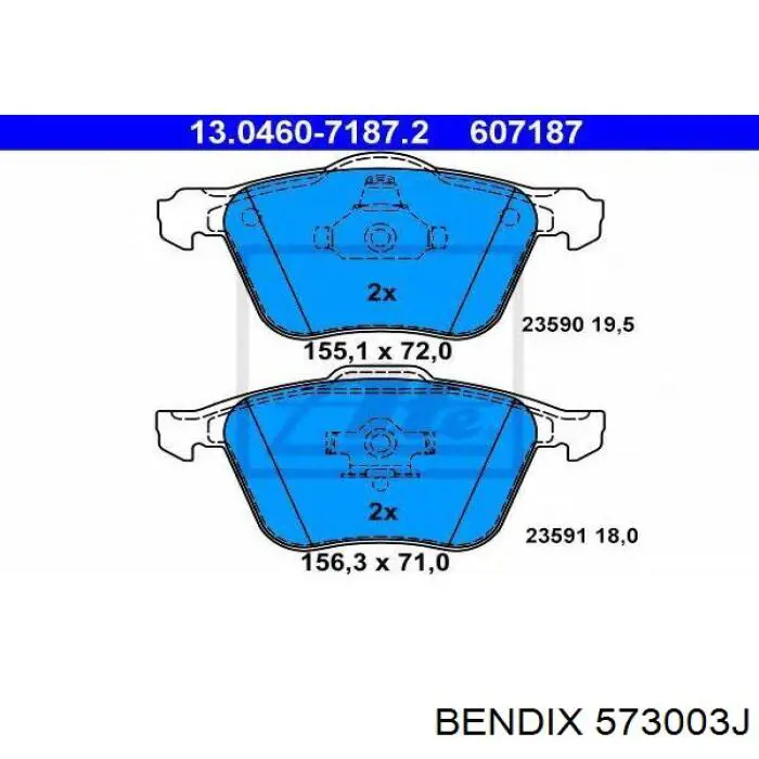 Передні тормозні колодки 573003J Jurid/Bendix