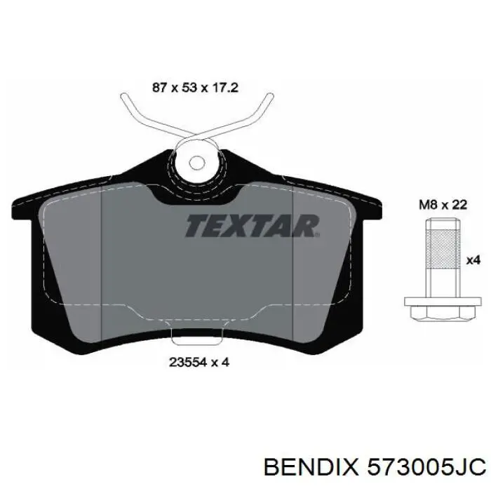 Колодки гальмові задні, дискові 573005JC Jurid/Bendix