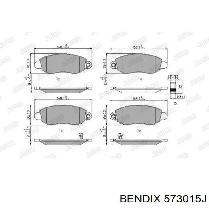 Колодки гальмівні передні, дискові 573015J Jurid/Bendix