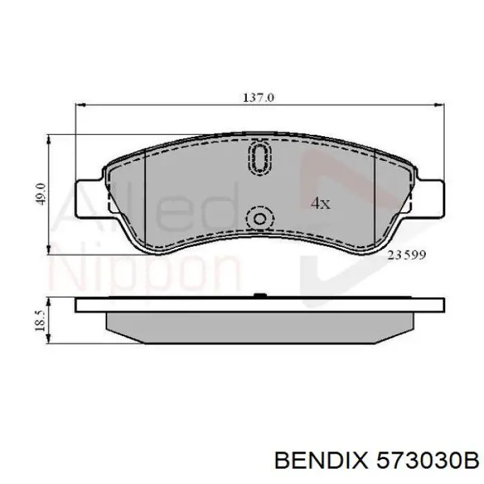 573030B Jurid/Bendix колодки гальмівні передні, дискові
