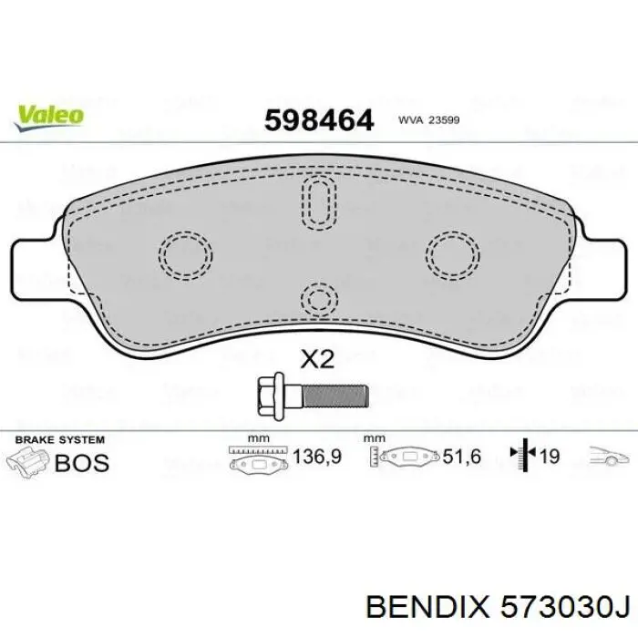 Передні тормозні колодки 573030J Jurid/Bendix
