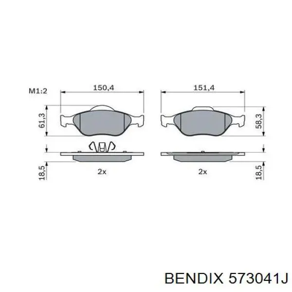 Передні тормозні колодки 573041J Jurid/Bendix