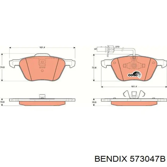 Передні тормозні колодки 573047B Jurid/Bendix