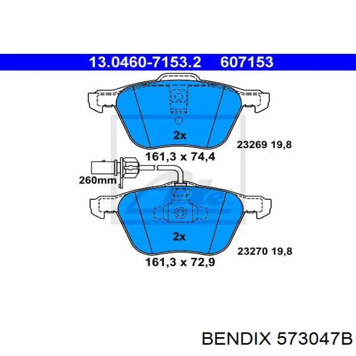 573047B Jurid/Bendix Передні гальмівні колодки