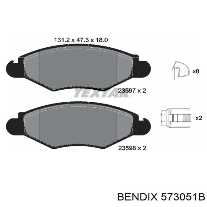 Гальмівні колодки Jurid/Bendix 573051B ціна, від 17.58 USD