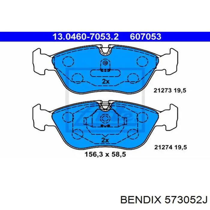 573052J Jurid/Bendix колодки гальмівні передні, дискові