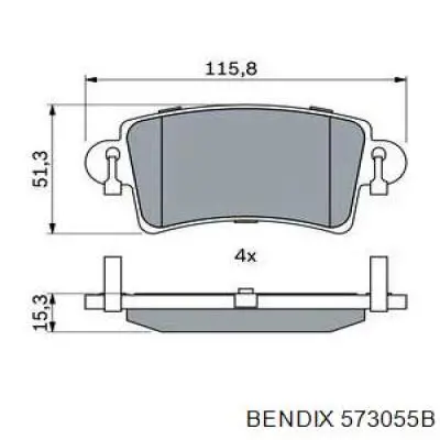 573055B Jurid/Bendix Колодки гальмівні задні, дискові