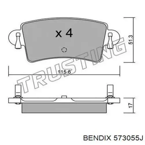 Задні дискові колодки Jurid/Bendix 573055J