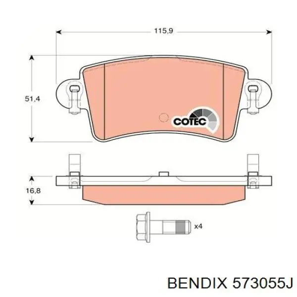 Купити 573055J Jurid/Bendix Задні колодки