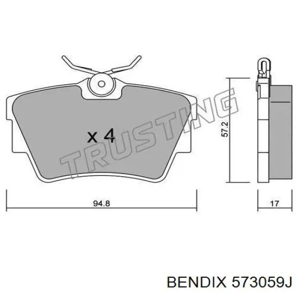 Задні гальмівні колодки 573059J Jurid/Bendix
