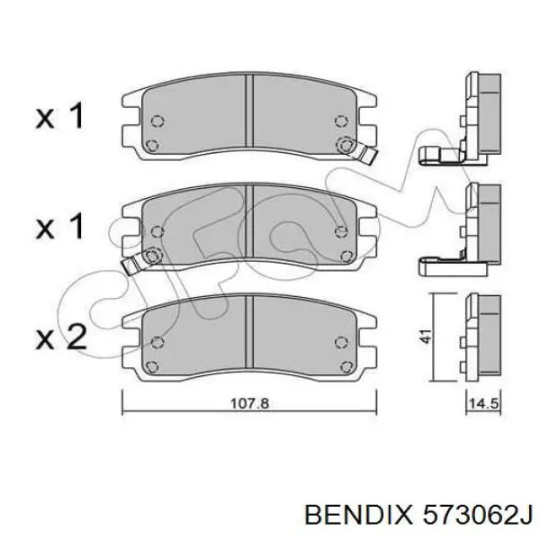 573062J Jurid/Bendix колодки гальмові задні, дискові
