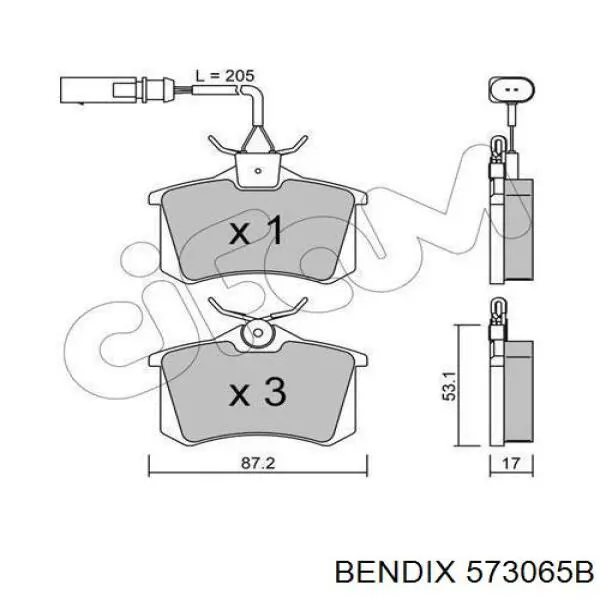 Задні гальмівні колодки 573065B Jurid/Bendix