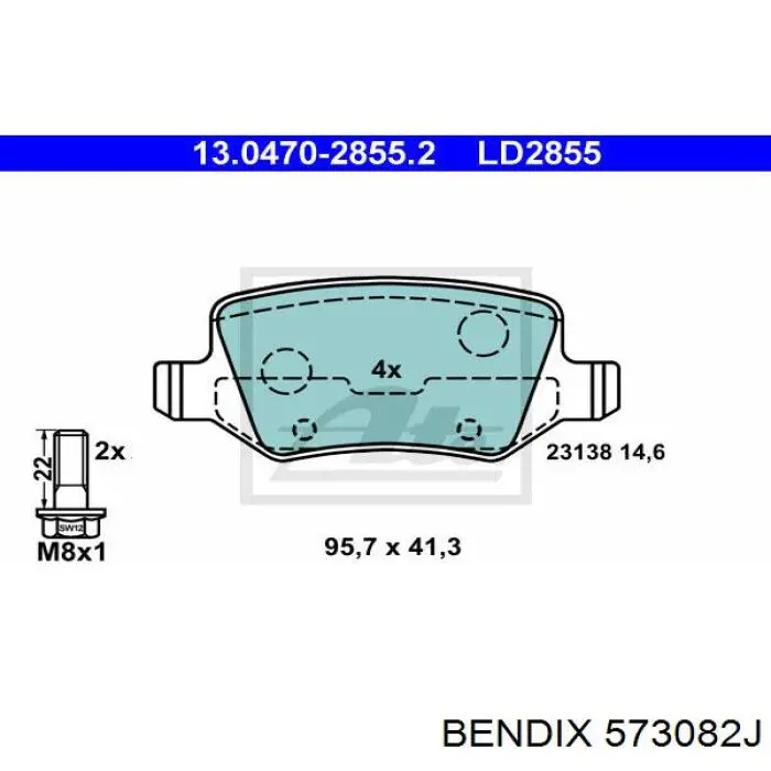 Задні гальмівні колодки 573082J Jurid/Bendix