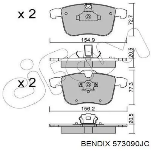 Купити 573090JC Jurid/Bendix Колодки гальмівні передні, дискові