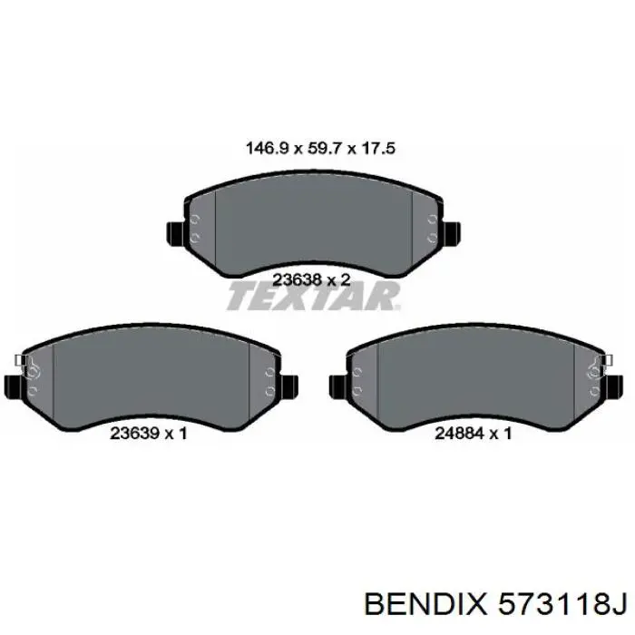 573118J Jurid/Bendix колодки гальмівні передні, дискові