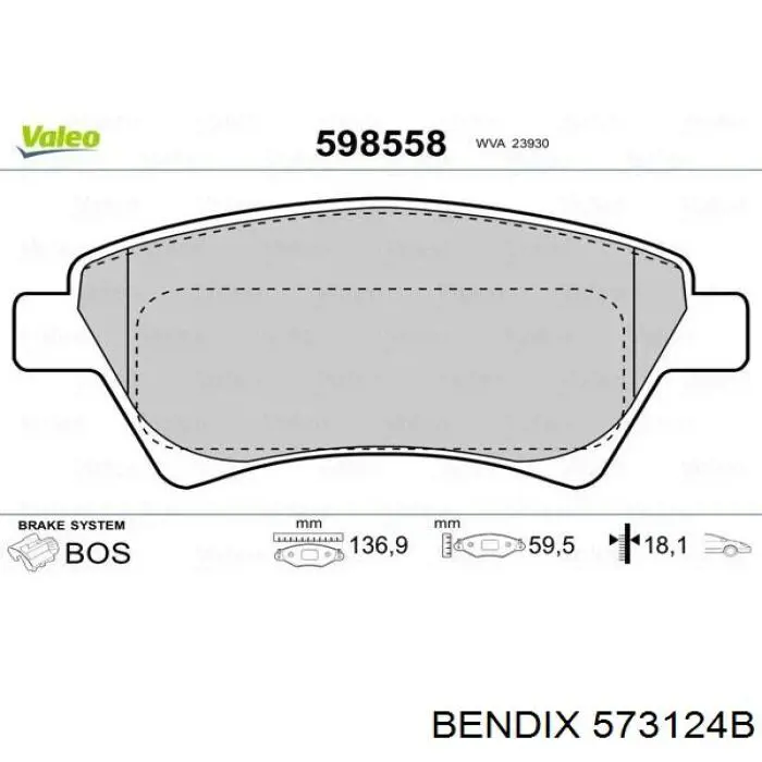 573124B Jurid/Bendix Передні гальмівні колодки