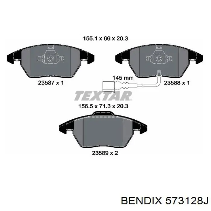 Передні тормозні колодки 573128J Jurid/Bendix