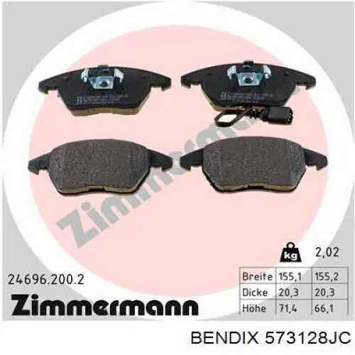Купити 573128JC Jurid/Bendix Колодки гальмівні передні, дискові