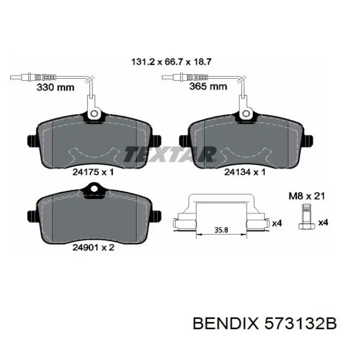 Купити 573132B Jurid/Bendix Колодки гальмівні передні, дискові