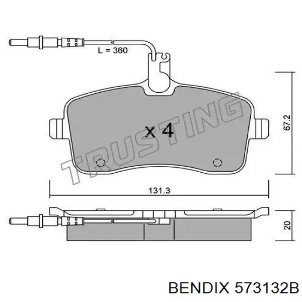 Гальмівні колодки Jurid/Bendix 573132B ціна, від 22.80 USD