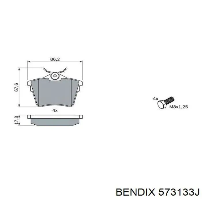 Задні гальмівні колодки 573133J Jurid/Bendix