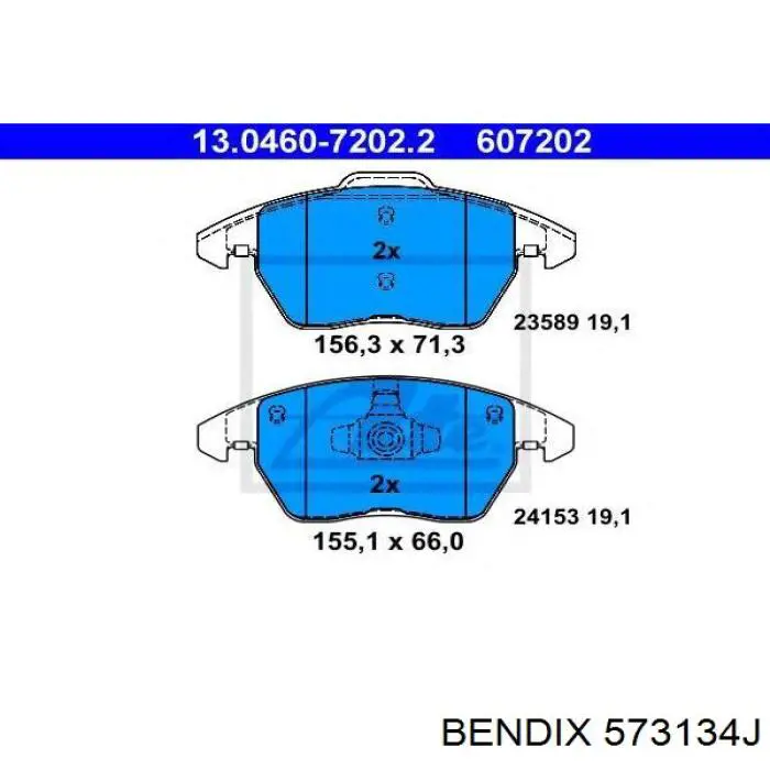 Колодки гальмівні передні, дискові 573134J Jurid/Bendix