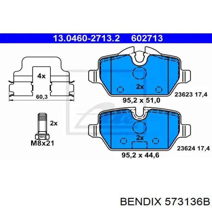 573136B Jurid/Bendix Колодки гальмівні задні, дискові